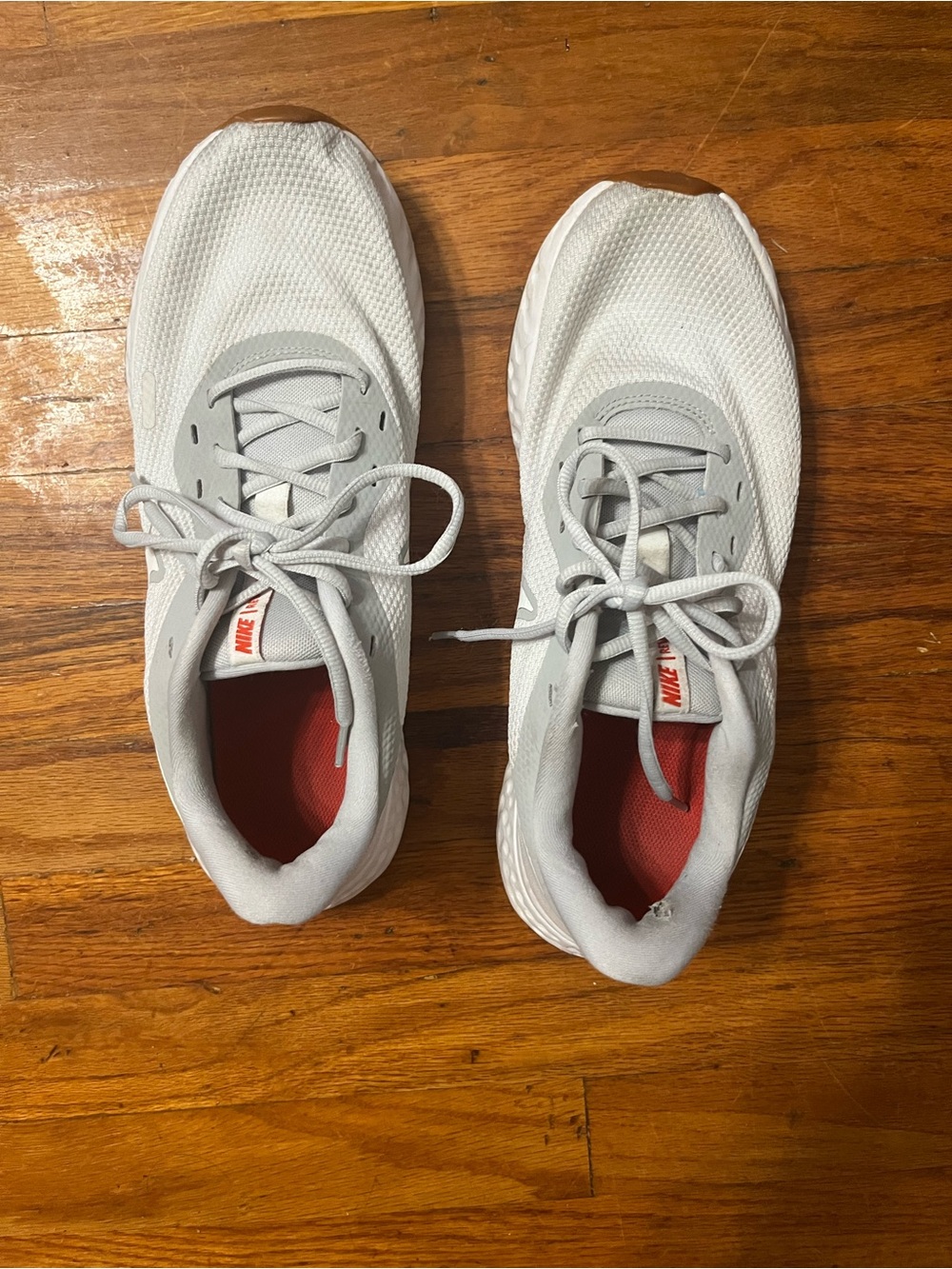 Nike White Mesh Running Sneakers with Red Inner Lining